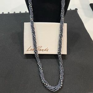 Lee Sands Pearl and Glass Bead multi strand necklace. “Black”. More grey. NEW